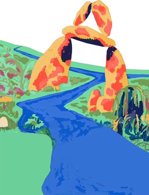 Un paysage avec un Dolmen en forme de A pour signifier Les Animals.